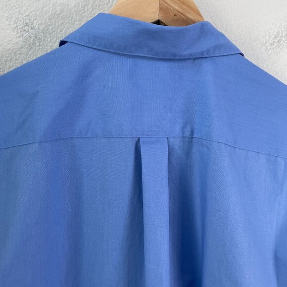 Lands End Womens Plus 22W Blue Wrinkle Free Broadcloth Button Up Shirt Blouse - Picture 9 of 9
